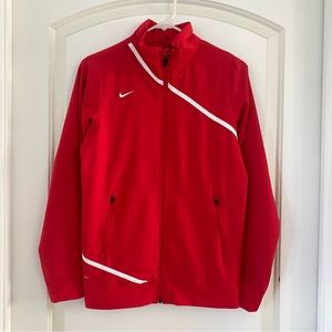 Nike Dri-Fit Full Zip White & Red Long Sleeves Track Jacket Girl's Size XL (18)